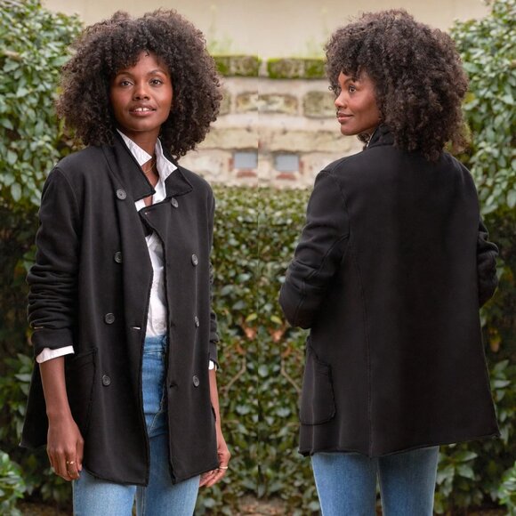 Frank & Eileen Belfast Black Triple Fleece Sweatshirt Peacoat Jacket Size M - Picture 11 of 12